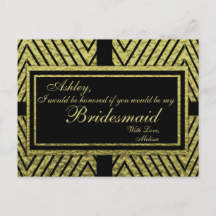 Modern Gold Chevron - Wil je mijn bruidsmeisje zij Uitnodiging Briefkaart