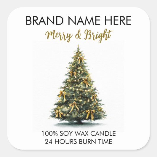 Modern Gold Christmas Tree Candle Label (Voorkant)