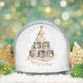 Modern Gold Christmas Tree Family Photo Snow Globe Sneeuwbol