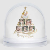 Modern Gold Christmas Tree Family Photo Snow Globe Sneeuwbol (Voorkant)