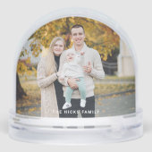 Modern Gold Christmas Tree Family Photo Snow Globe Sneeuwbol (Achterkant)