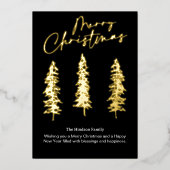 modern gold  Christmas Tree Holiday Card Folie Feestdagenkaart (Voorkant)
