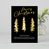 modern gold  Christmas Tree Holiday Card Folie Feestdagenkaart (Staand Voorkant)