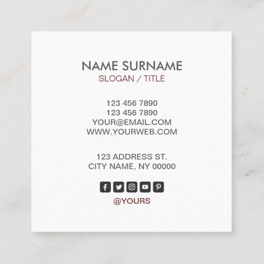 Modern Gold Circle Burgundy Square Visitekaartje (Achterkant)