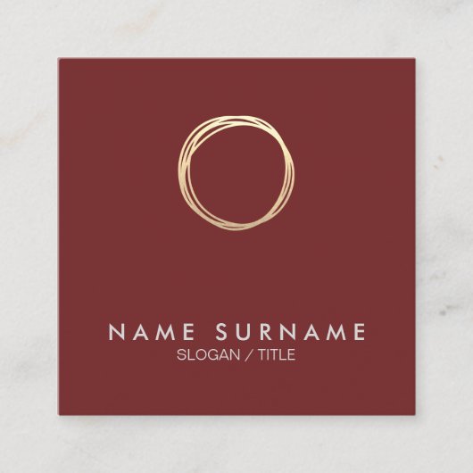 Modern Gold Circle Burgundy Square Visitekaartje (Voorkant)