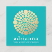 Modern Gold Circle Mandala Turquoise Vierkante Visitekaartje (Voorkant)