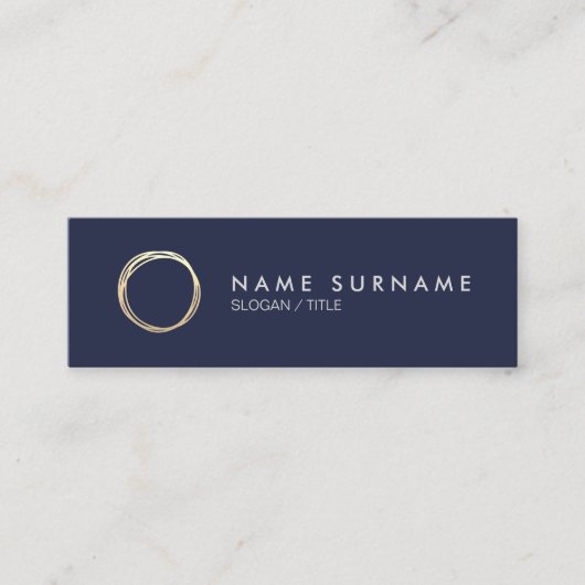 Modern Gold Circle MidnightBlue Mini Visitekaartje (Voorkant)