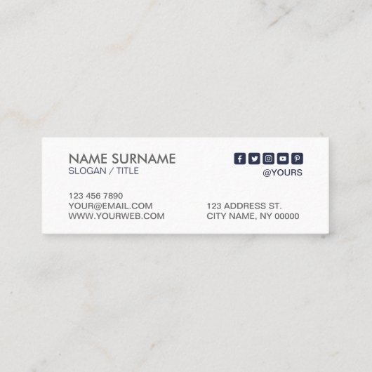 Modern Gold Circle MidnightBlue Mini Visitekaartje (Achterkant)