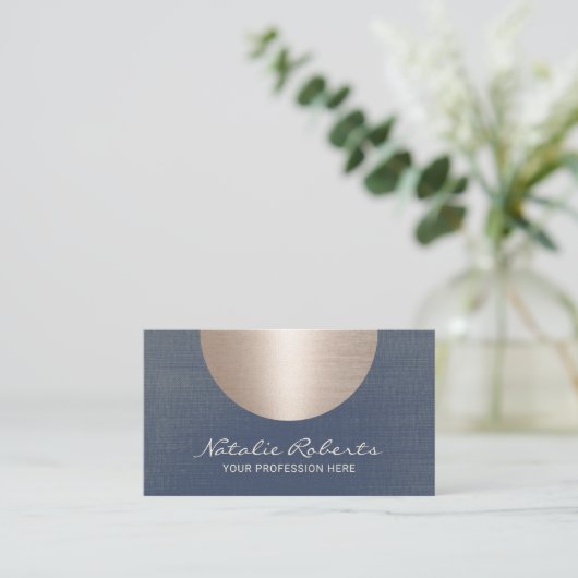 Modern Gold Circle  Salon & Spa Navy Blue Visitekaartje (Staand voorkant)