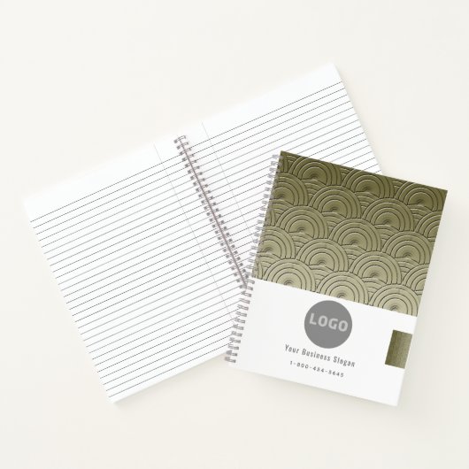 Modern Gold Company Logo Phone Address Promotion Notitieboek (Binnen)