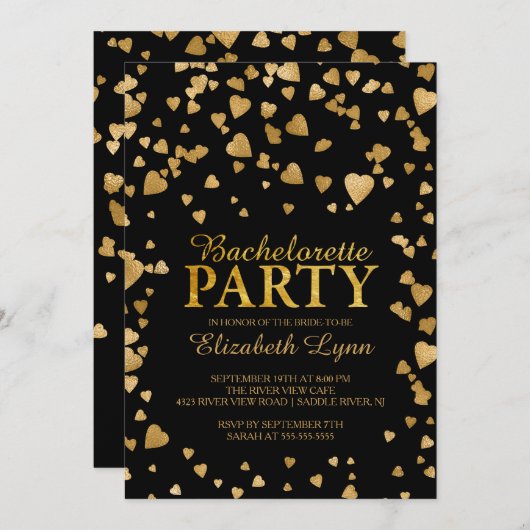 Modern Gold Confetti Bachelorette Kaart (Voorkant / Achterkant)
