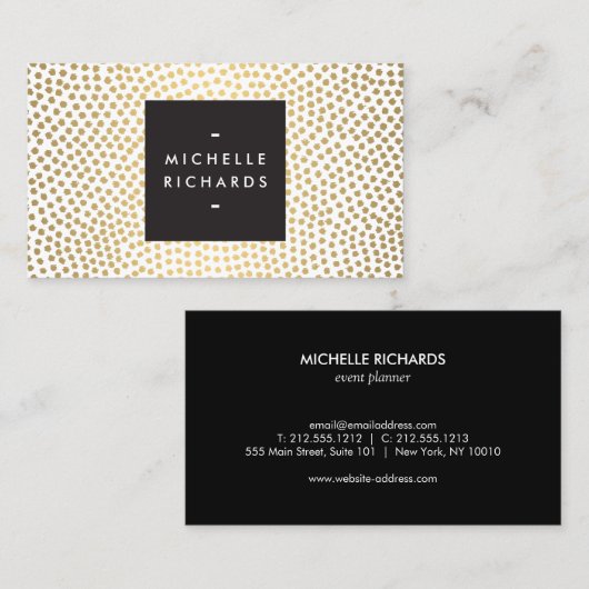 Modern Gold Confetti Designer Visitekaartje (Voorkant / Achterkant)