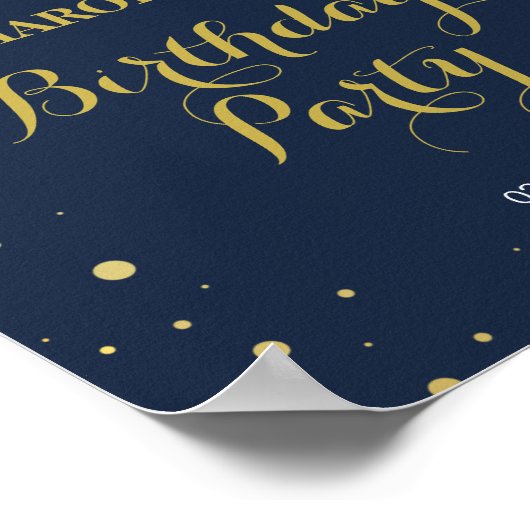 Modern Gold Confetti Navy 50e verjaardag Poster (Hoek)