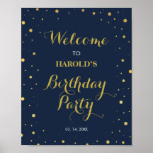 Modern Gold Confetti Navy 50e verjaardag