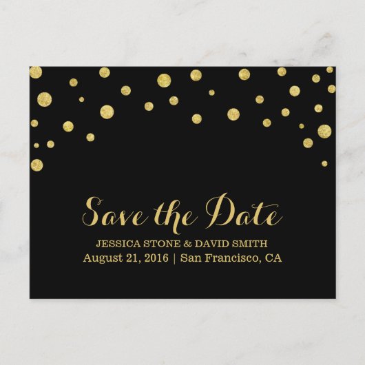 Modern Gold Confetti Wedding Save the Date Aankondigingskaart (Voorkant)