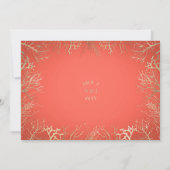 Modern Gold Coral Oranje Elegant Beach Wedding Kaart (Achterkant)