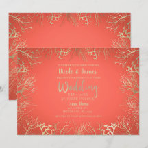 Modern Gold Coral Oranje Elegant Beach Wedding