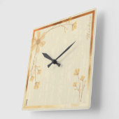 Modern Gold Cream Abstract Floral Pattern Vierkante Klok (Hoek)