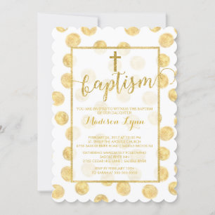 Modern Gold Cross Baptisme Christening Uitnodiging