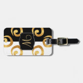 Modern Gold Curls Patroon met aangepast monogram Bagagelabel (Voorkant horizontaal)