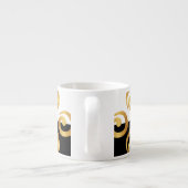 Modern Gold Curls Pattern op Black and White Espresso Kop (Achterkant)