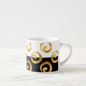 Modern Gold Curls Pattern op Black and White Espresso Kop (Rechts)