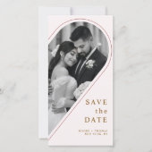Modern Gold Curved Arch Photo QR Save the Date (Voorkant)