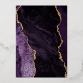 Modern Gold Deep Paarse Agate Wedding Folie Uitnodiging (Achterkant)