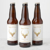 Modern Gold Deer, feestdag Bier Etiket (Flessen)