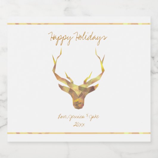 Modern Gold Deer, feestdag Bier Etiket (Enkel label)