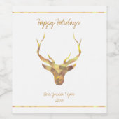 Modern Gold Deer, feestdag Wijn Etiket (Enkel label)