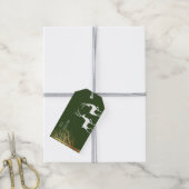 Modern Gold Deer Forest Green Cadeaulabel (Met Touw)