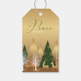 Modern Gold Deer Forest Green Cadeaulabel