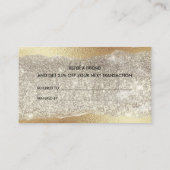 Modern Gold Diamond Glitter Faux Folie Afspraak Aanbevelingskaartje (Achterkant)