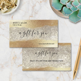 Modern Gold Diamond Glitter Faux Folie Luxe glamou Kortingskaartje
