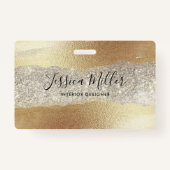 Modern Gold Diamond Glitter Faux Folie Luxury Glam Badge (Voorkant)