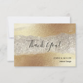 Modern Gold Diamond Glitter Faux Folie Luxury Glam Bedankkaart (Voorkant)