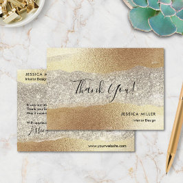 Modern Gold Diamond Glitter Faux Folie Luxury Glam Bedankkaart