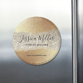 Modern Gold Diamond Glitter Faux Folie Luxury Glam Magneet