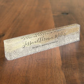 Modern Gold Diamond Glitter Faux Folie Luxury Glam Naambordje (Zijkant)