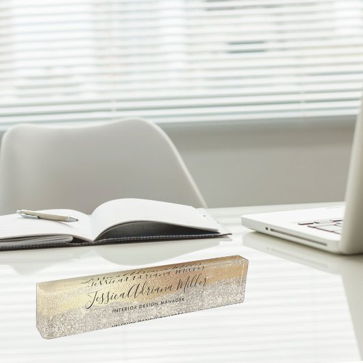 Modern Gold Diamond Glitter Faux Folie Luxury Glam Naambordje