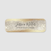 Modern Gold Diamond Glitter Faux Folie Luxury Glam Naamplaatje (Voorkant)