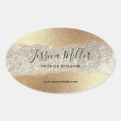 Modern Gold Diamond Glitter Faux Folie Luxury Glam Ovale Sticker (Voorkant)