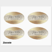 Modern Gold Diamond Glitter Faux Folie Luxury Glam Ovale Sticker (Vel)