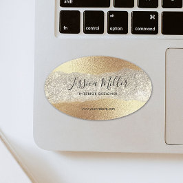 Modern Gold Diamond Glitter Faux Folie Luxury Glam Ovale Sticker
