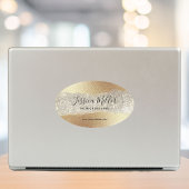 Modern Gold Diamond Glitter Faux Folie Luxury Glam Ovale Sticker