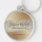 Modern Gold Diamond Glitter Faux Folie Luxury Glam Sleutelhanger (Voorkant)