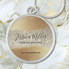 Modern Gold Diamond Glitter Faux Folie Luxury Glam Sleutelhanger