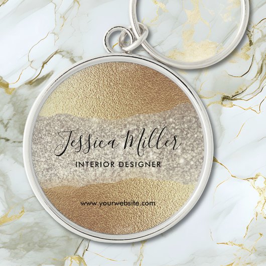 Modern Gold Diamond Glitter Faux Folie Luxury Glam Sleutelhanger