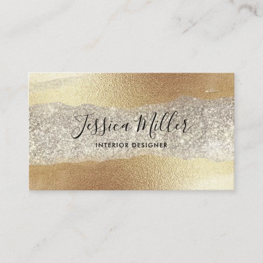 Modern Gold Diamond Glitter Faux Folie Luxury Glam Visitekaartje (Voorkant)
